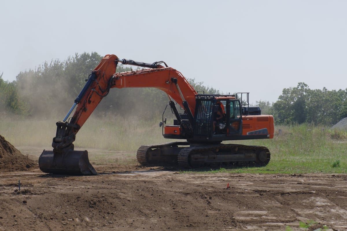 Earthworks and excavation for building foundation