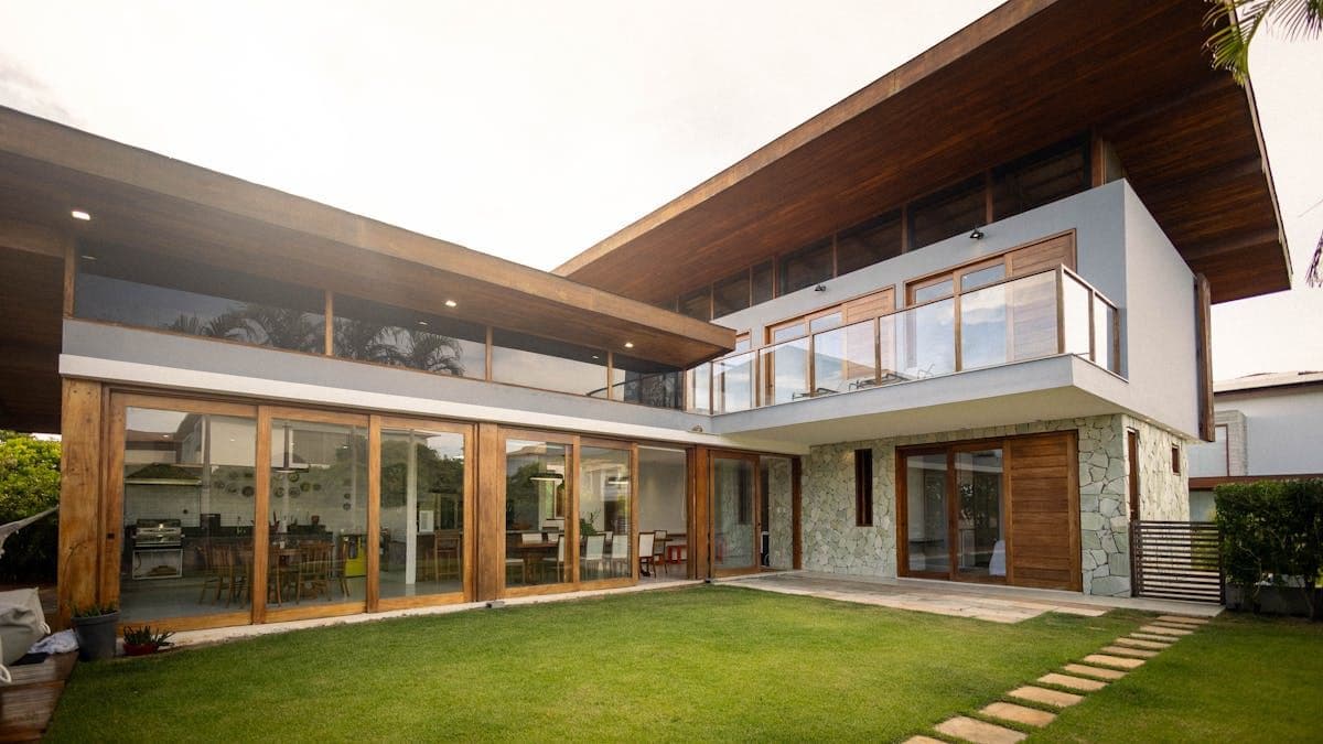 Contemporary custom home with flat roof design