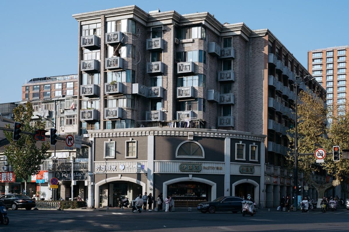 Multi-storey mixed-use building exterior
