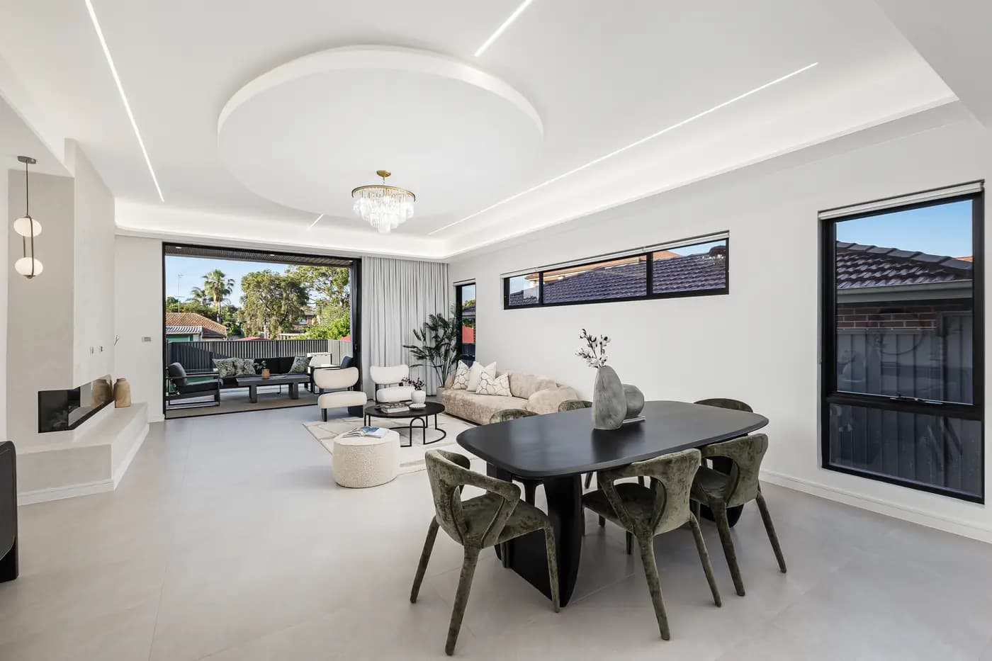Duplex living and dining area opening to the alfresco